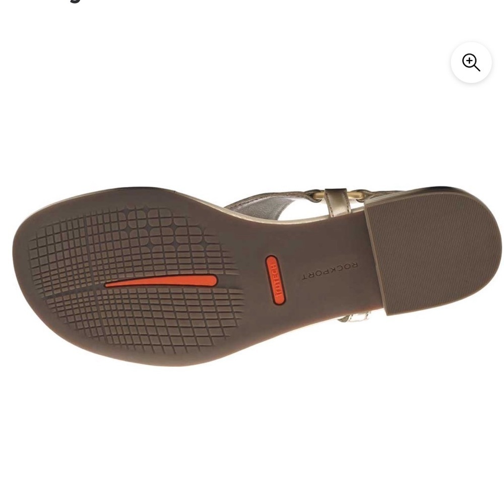 Rockport | Total Motion Zosia Thong Sandals In Gold Leather Size 7 NEW - Picture 6 of 13